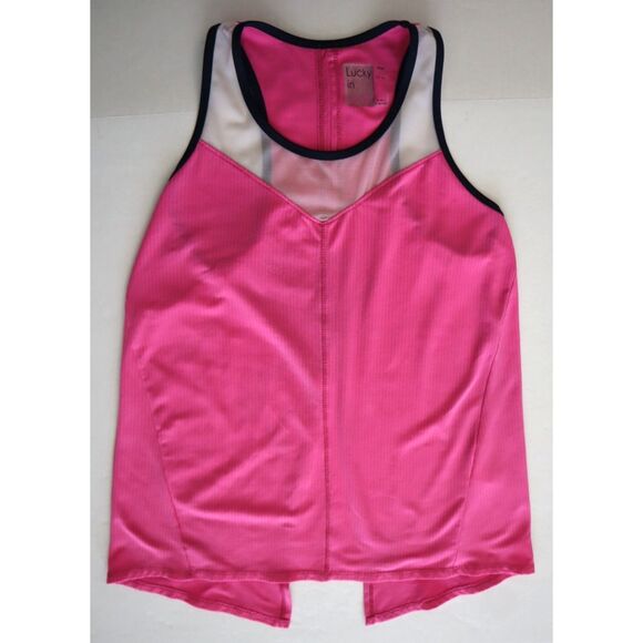 Lucky In Love Womens Sz XS Pink Fly High Tie Back Tennis Pickleball Tank Top - Picture 8 of 9